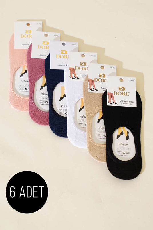 Assortiment de 6 paires de chaussettes ballerines à talons en silicone pour femmes (2)