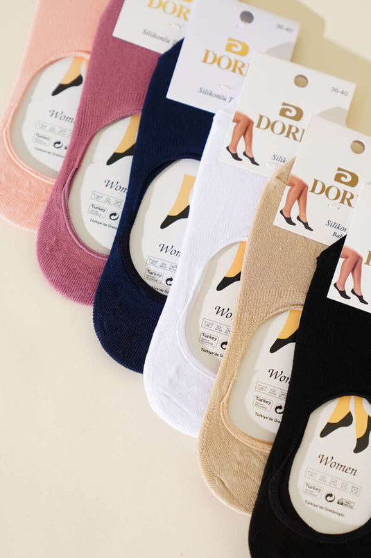 Assortiment de 6 paires de chaussettes ballerines à talons en silicone pour femmes (2)