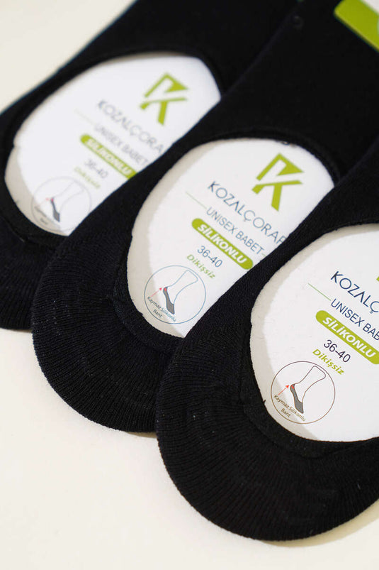 جوارب باليرينا نسائية من القطن الممشط والسيليكون، عبوة من 6 قطع، باللون الأسود