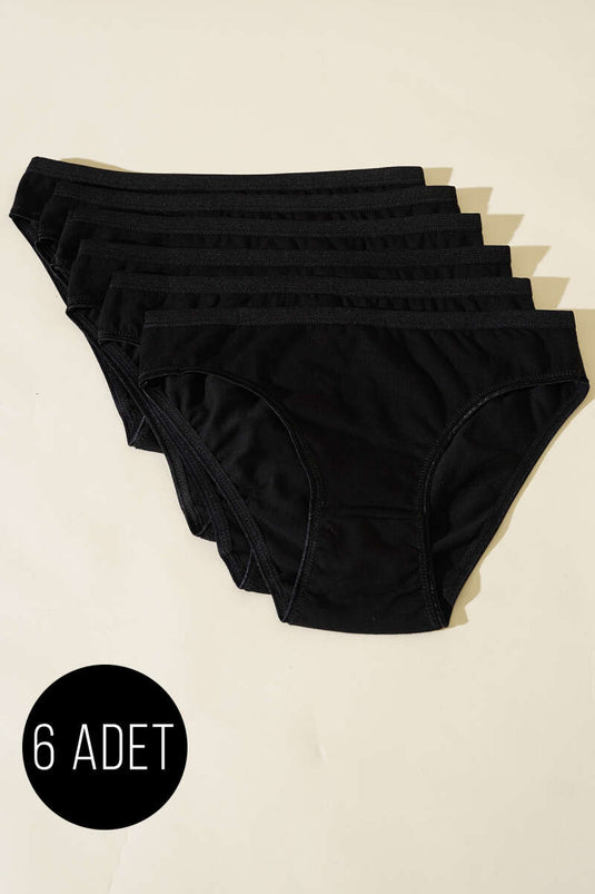 Culottes basiques pour femmes, lot de 6, noires