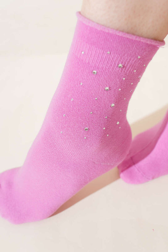 Rosa Mini-Söckchen mit Verzierungen für Damen