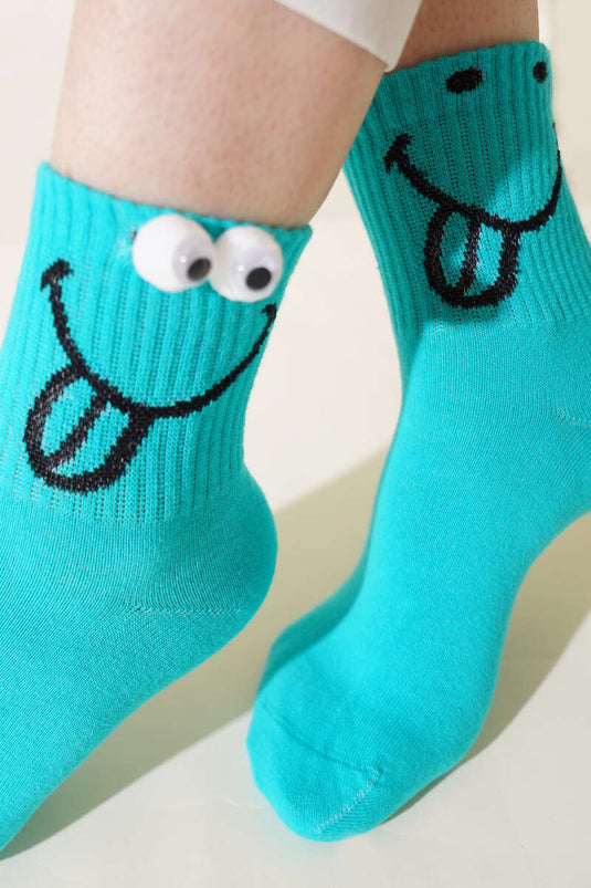 Verspielte Augenhöhlensocken für Damen, Grün