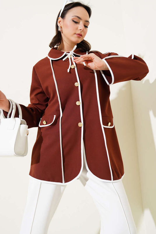 Veste à col bébé marron