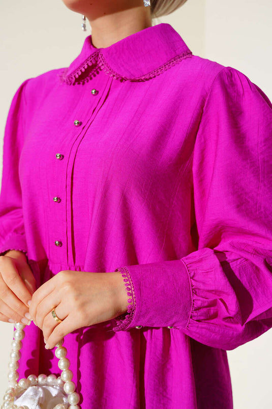 Baby Collar Lace Detailed Two-Piece Set Violet