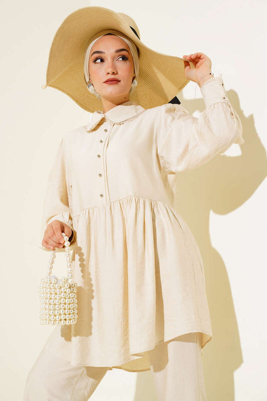 Collier bébé dentelle détaillée Double ensemble pierre