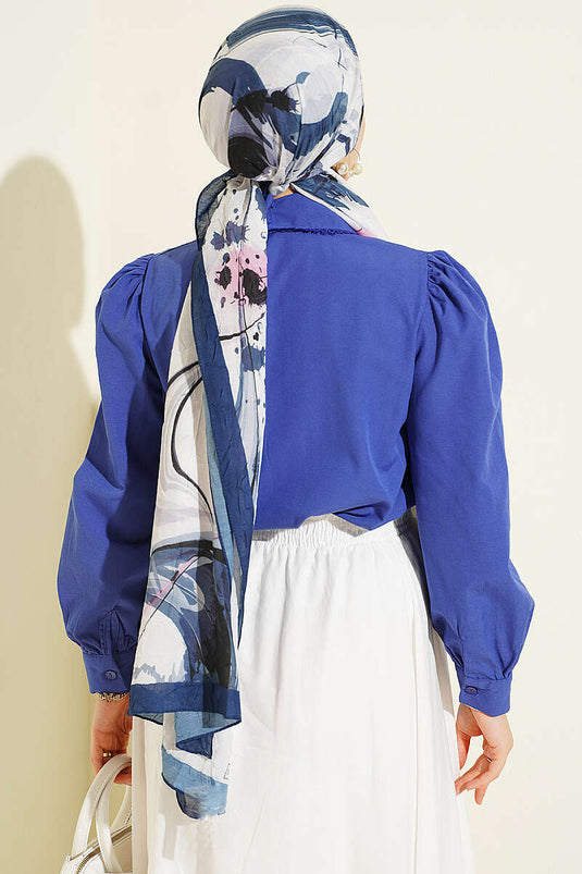 Chemise Courte Violette À Col En Dentelle