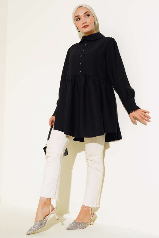 Baby Collar Lace Tunic Black