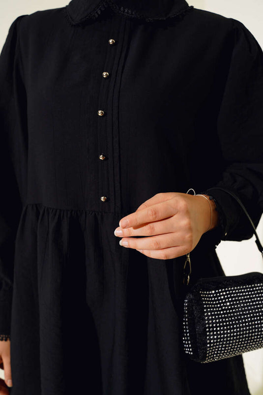 Baby Collar Lace Tunic Black