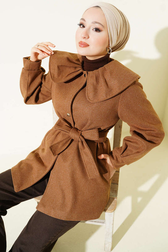 Bebe Kraag Met Details Wolmix Jas Cognac