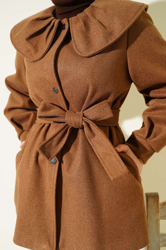 Bebe Kraag Met Details Wolmix Jas Cognac