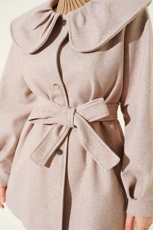 Manteau en laine avec détail à col bébé, couleur vison