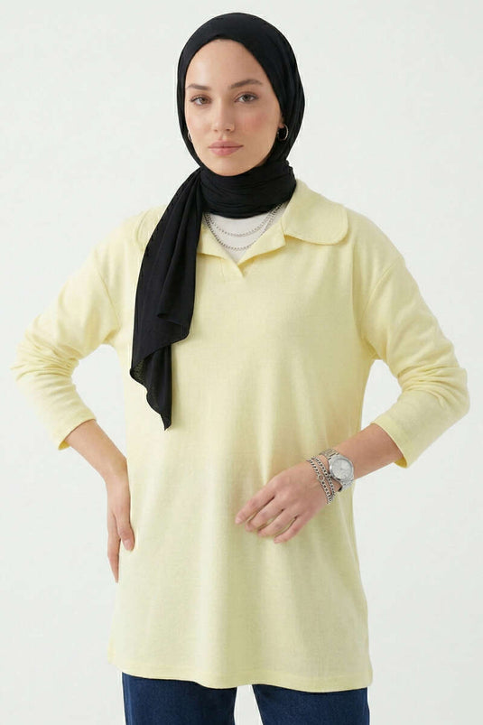 Tunique à col bébé avec détails jaune