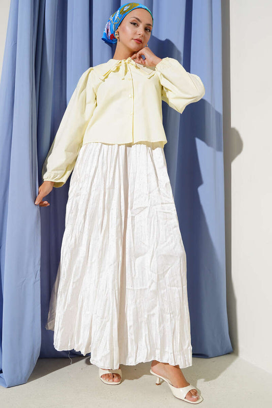 Chemise courte à col nœud pour bébé jaune