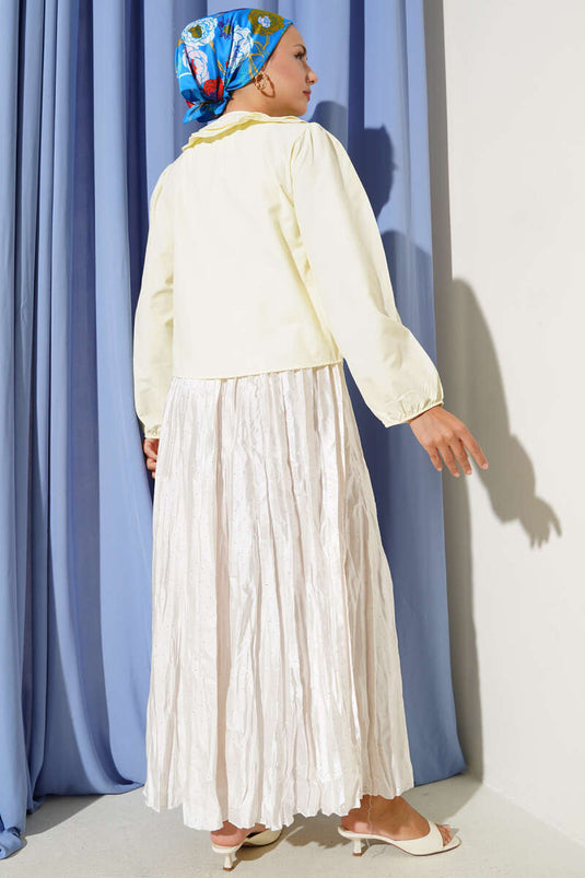 Chemise courte à col nœud pour bébé jaune