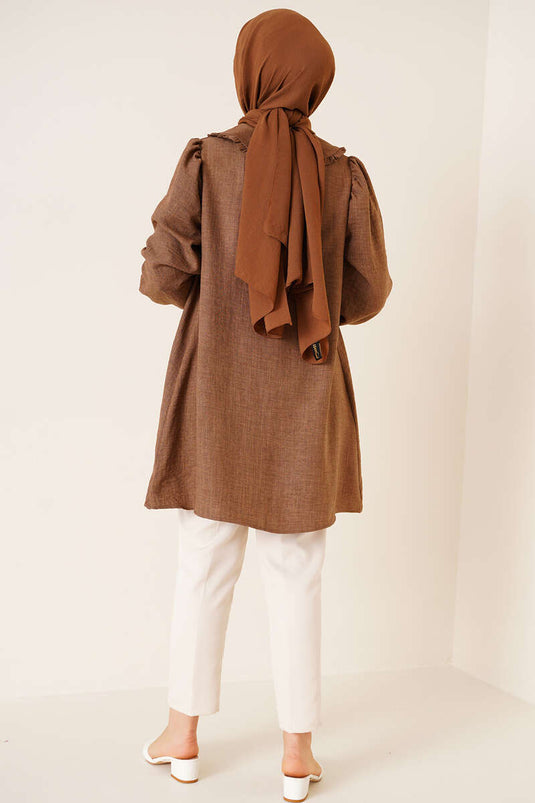 Chemise à col bébé marron