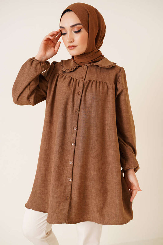 قميص بياقة طفل بني