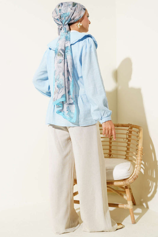 كيمونو برباط حول الرقبة للأطفال، أزرق فاتح