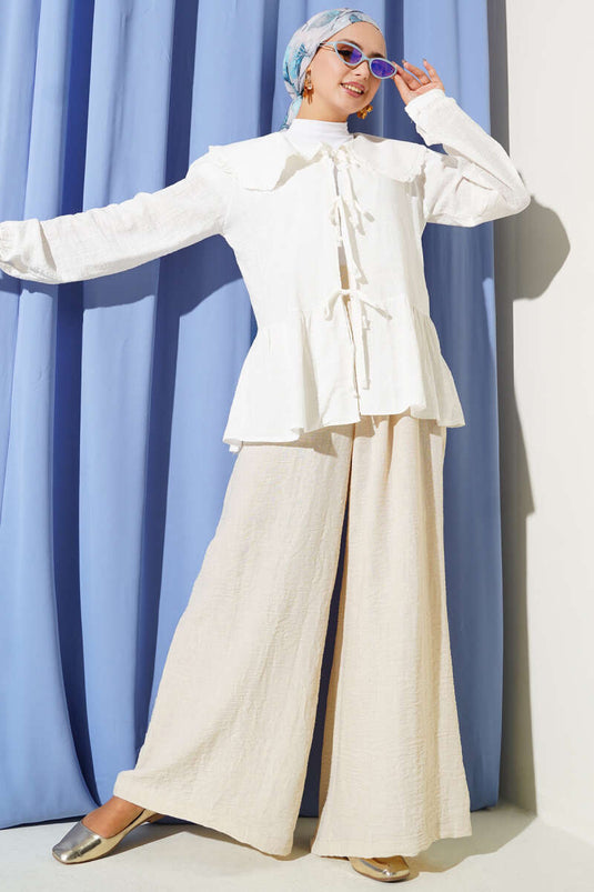 كيمونو برباط حول الرقبة للأطفال، لون بيج فاتح