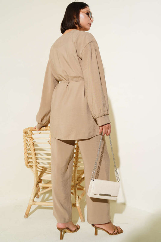 Ensemble deux pièces pour bébé avec ceinture et collier en corde et vison