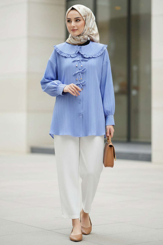 Baby Collar Ribbon Tunic Blue
