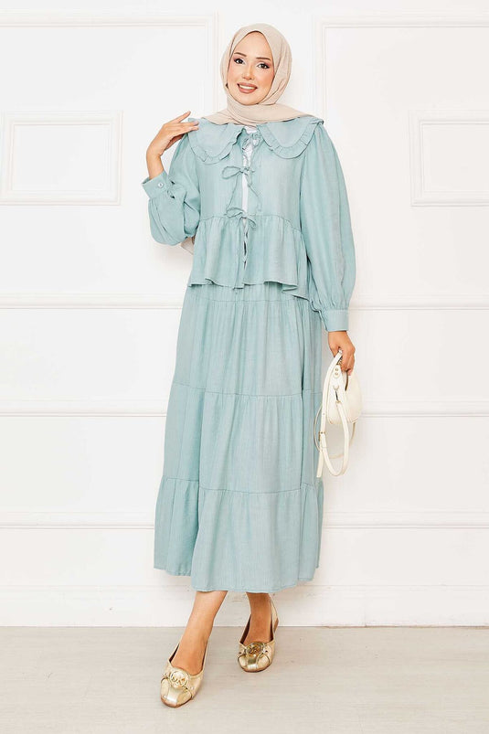 Ensemble jupe et col pour bébé, couleur menthe