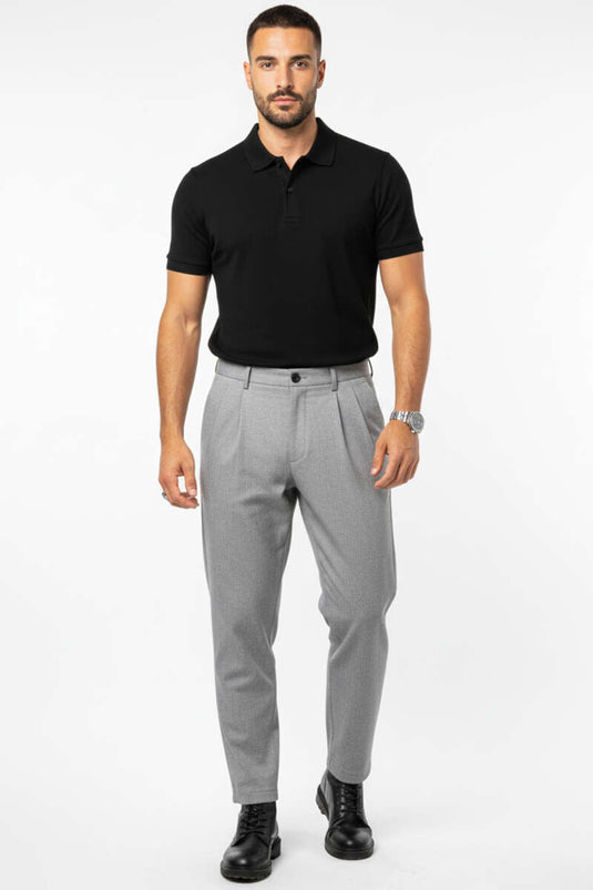 Pantalon en tissu pour homme avec taille élastique, gris