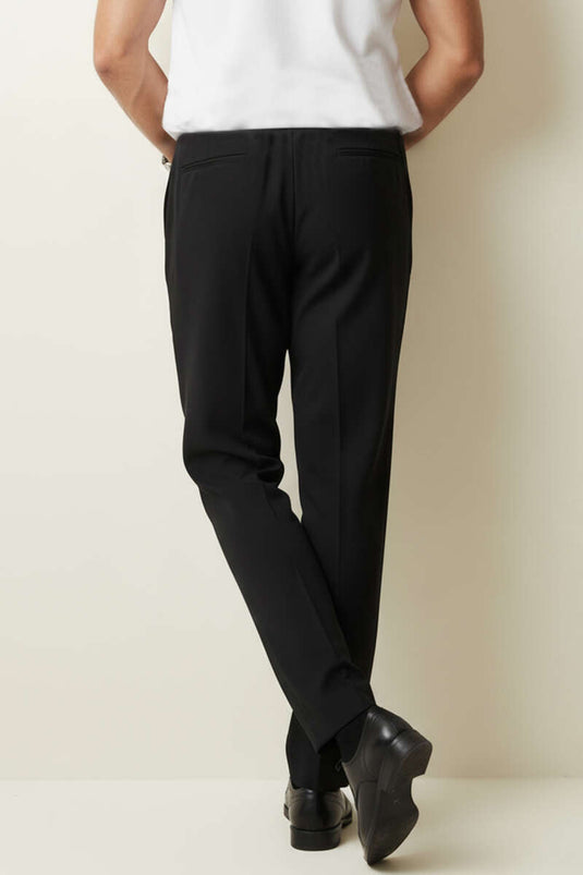 Pantalon en tissu pour homme avec taille élastique, noir