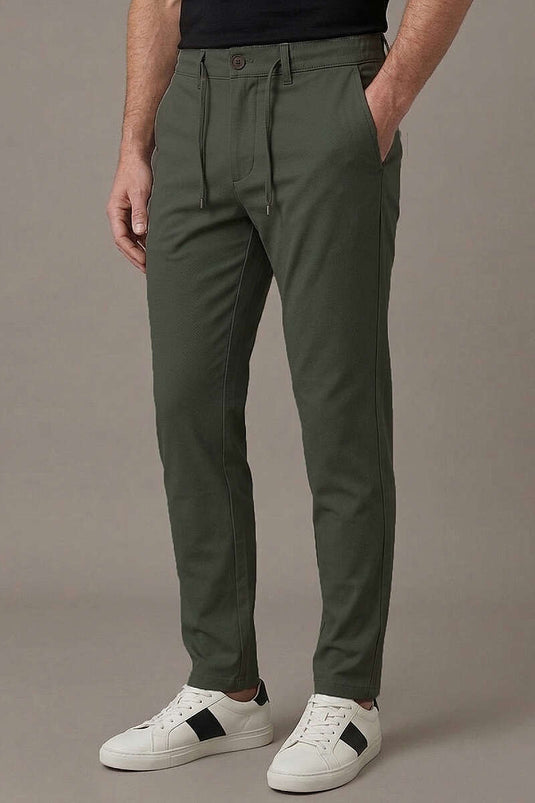 Bel mit Kordelzug Jogger Herrenhose Khaki