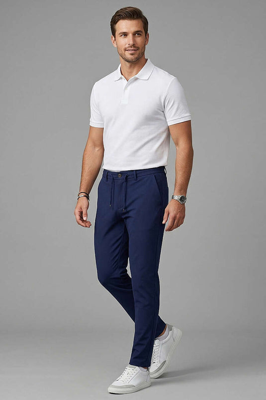 Bel mit Kordelzug Jogger Herrenhose Dunkelblau
