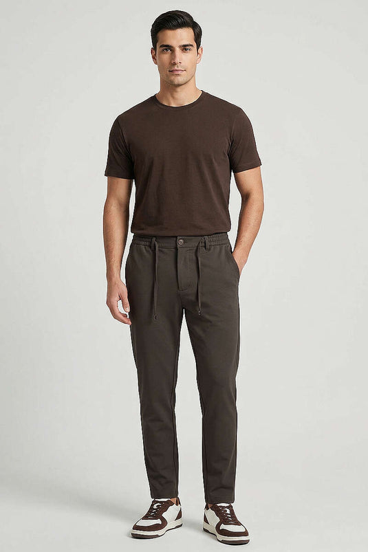 Bel Drawstring Detail Jogger Men's Pants Mink