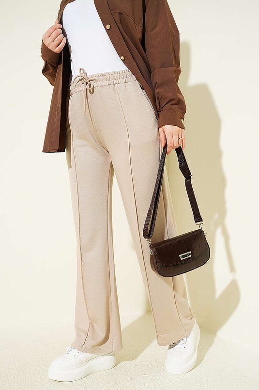 Pantalon beige à cordon Bel