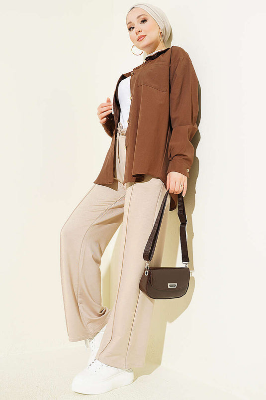 Pantalon beige à cordon Bel