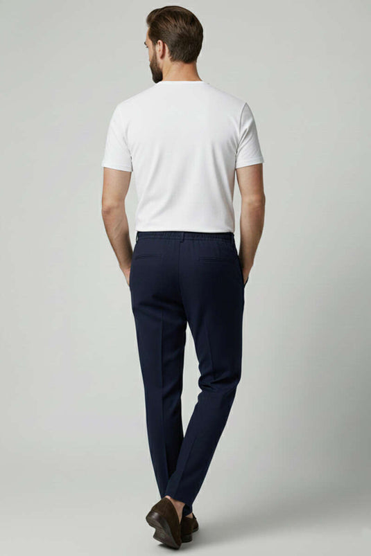 Bel Bağcıklı Dar Paça Erkek Pantolon Lacivert