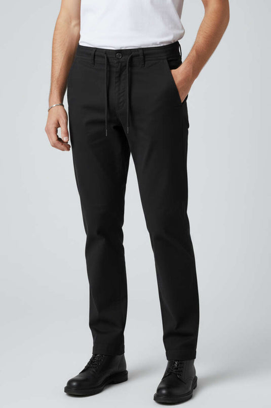 Pantalon pour homme avec cordon de serrage à la taille, noir