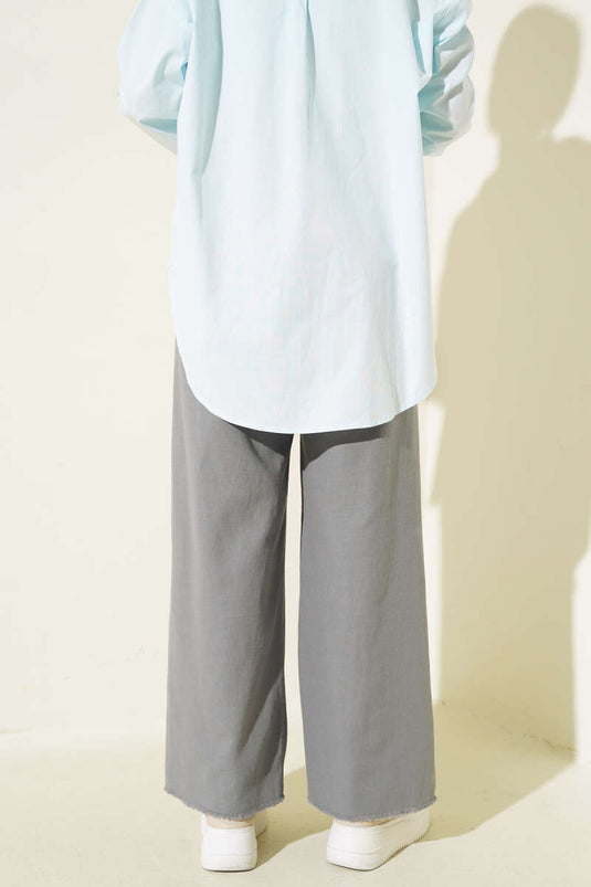 Pantaloni con nappe con lacci in vita Grigi