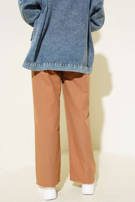 Pantaloni con nappe e lacci in vita Visone