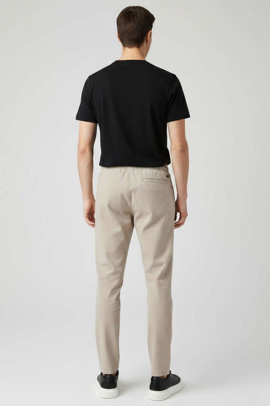 Bel Drawstring Loose Men's Trousers Beige