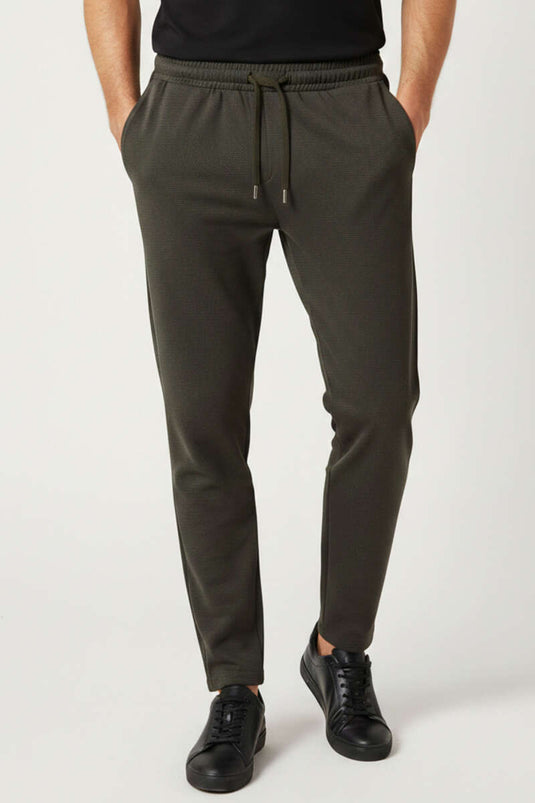 Belted Loose Men's Trousers Khaki