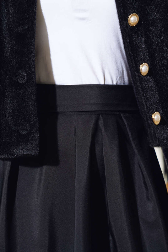 Bel Bağlamalı Çan Etek Siyah