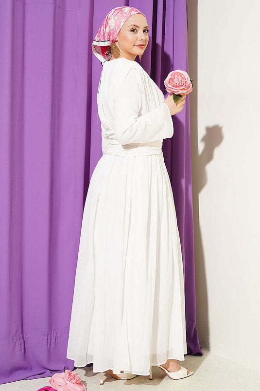 Robe avec détail froncé Bel en écru
