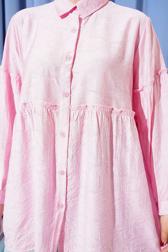 Chemise rose à motifs intégrés avec fronces Bel
