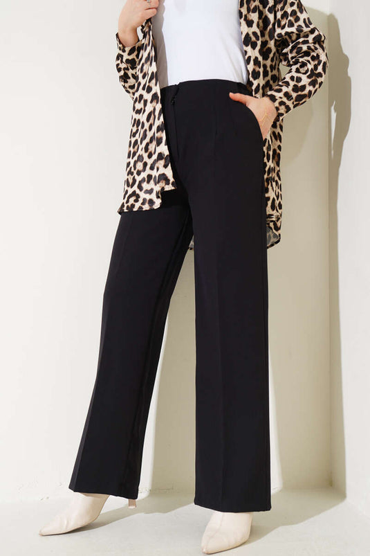 High-Waisted Wide-Leg Pants Black