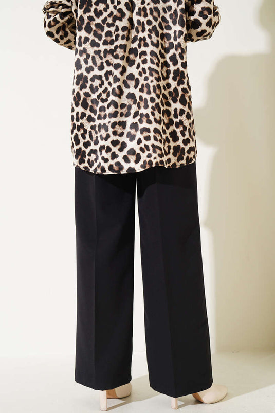 High-Waisted Wide-Leg Pants Black