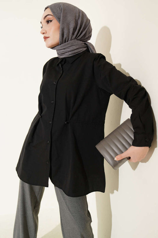Basic-Hemd mit Knöpfen Schwarz