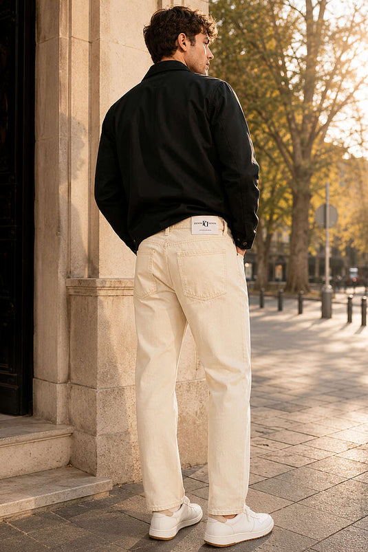 Bel Düğmeli Gabardin Baggy Erkek Pantolon Taş