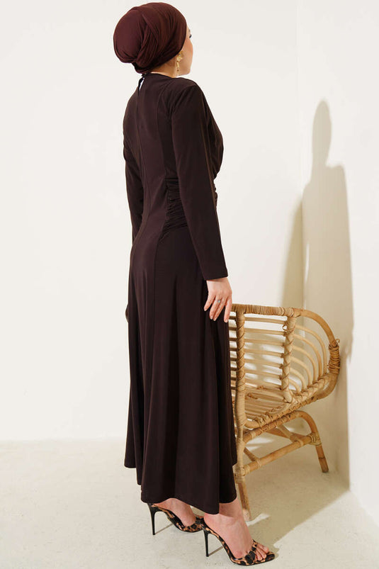 Dress with Waist Tie Sandy Brown