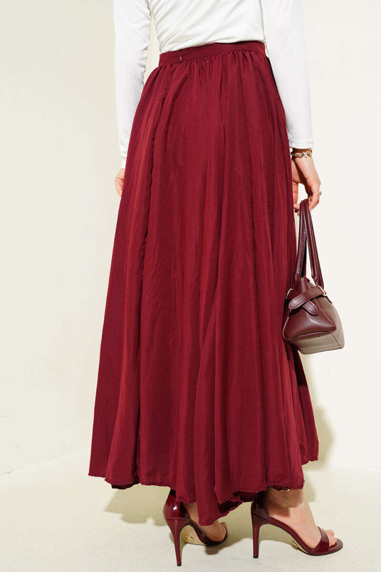 Faltenrock mit Reißverschluss an der Taille in Burgunderrot