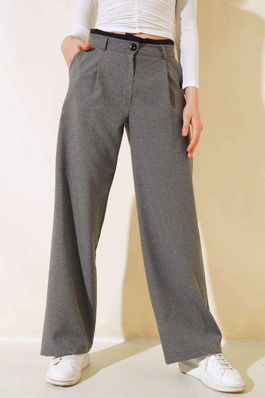 Charcoal Palazzo Pants with Belt
