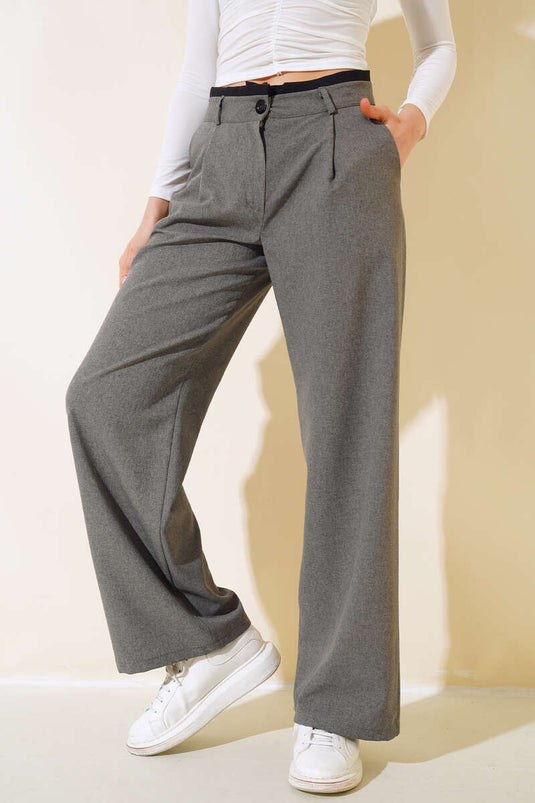 Charcoal Palazzo Pants with Belt