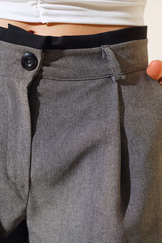 Charcoal Palazzo Pants with Belt